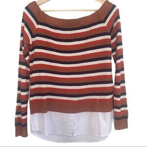English Factory 100% Viscose Striped Faux Layered